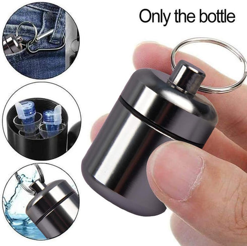 CHIVENIDO Pill Keychain Holder- Small Pill Box Waterproof Pill Fob Organizer Portable Pill Holder Keychain (Gray)...