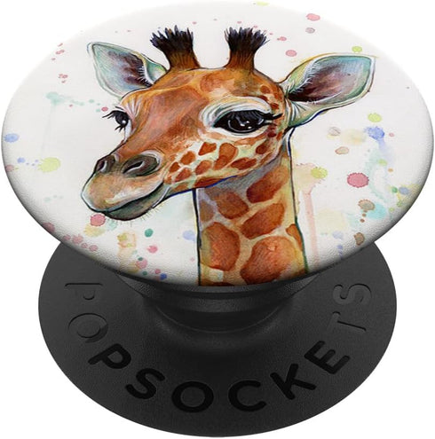 Watercolor Colorful Giraffe Pop Mount Socket Phone PopSockets PopGrip: Swappable Grip for Phones & Tablets PopSockets Adhesive PopGrip...