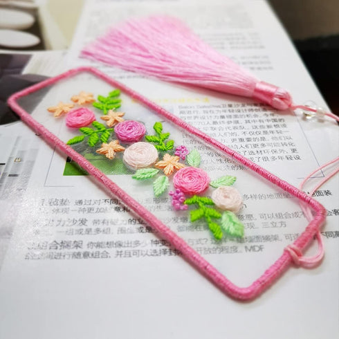 XINSHUN Embroidery Bookmark with Cute Patterns,Transparent Organza Bookmark,Embroidery Kit Christmas Gift for Adults Kids(elegant,1 pack)...