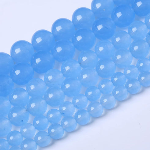 60PCS 6MM Natural Aquamarine Chalcedony Stone Beads Energy Healing Beads for DIY Jewelry Bracelet Necklace Making for Jewelry Making15Inch...