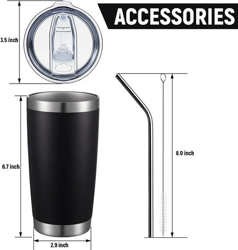 COMOOO 20oz Tumbler Stainless Steel Insulated Travel Mug Vacuum Double Wall Coffee Cup for Hot Beverage and Cold Drinks,Home and Outdoor?Black, 1 ...