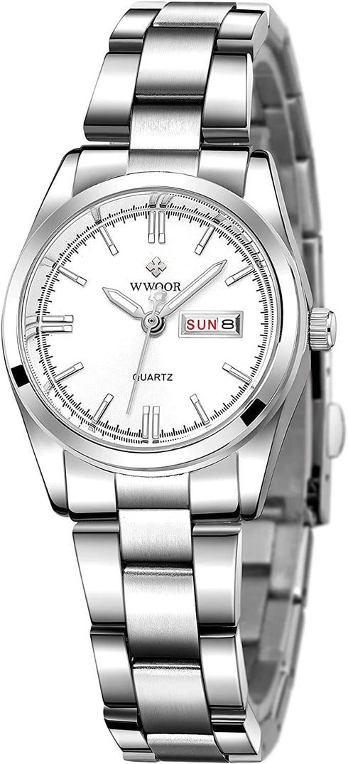 Women's Classic Fashion Silver Stainless Steel Watches Waterproof Date Luminous Lady Dress Wrist Watch...