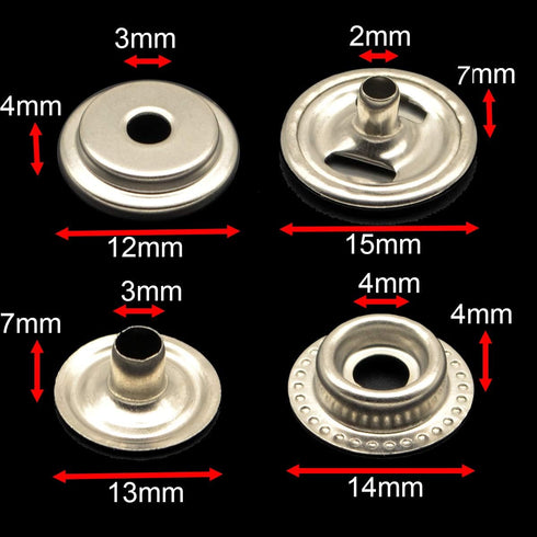 72pcs 15MM Stainless Steel Fastener Snap Press Stud Button for Marine Boat Canvas with Punching Set Tool Kit Silver (4 Components, 18pcs for Each)...