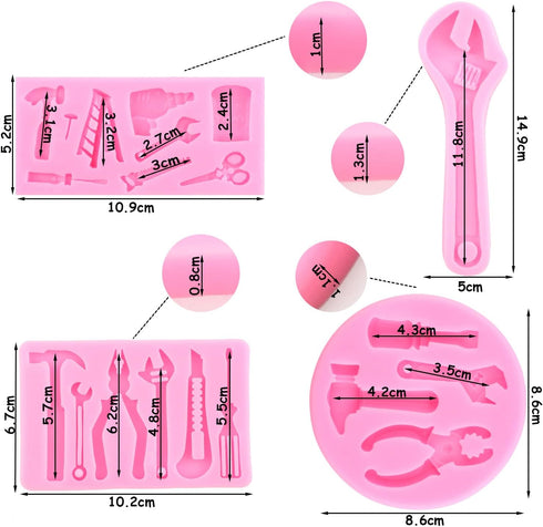 ZiXiang Construction Tools Fondant Silicone Molds Hand Tools Chocolate Mold For Cake Decoration Cupcake Topper Candy Polymer Clay Gum Paste Set Of...