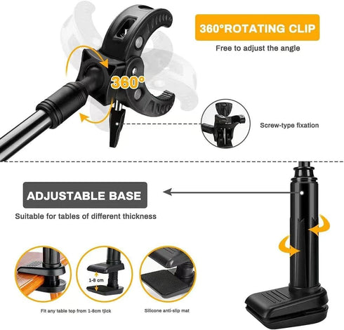 Dog Hair Dryer Stand, Pet Grooming Table Hair Dryer Holder, Hands Free Blow Dryer Holder, 360 Degrees Rotatable Lazy Hair Dryer Stand with Adjusta...