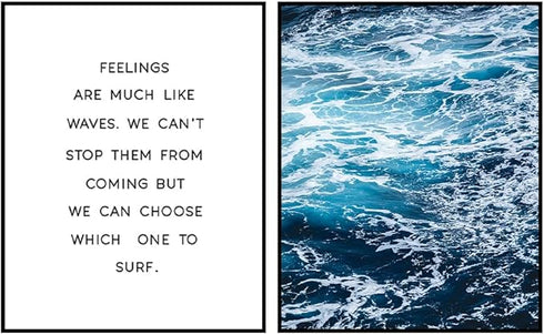 Posterizer 2 pcs-uplifting quotes- ocean wall art-Inspirational Women's Art-Coastal & Nautical Art-Gift for Nature, Surfers and Beach Lovers - Chi...