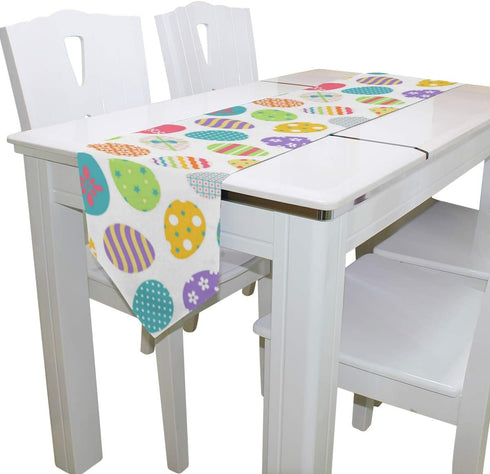 WOOR Double-Sided Easter Eggs Seamless Table Runner 13 x 70 Inches Long,Table Cloth Runner for Wedding Party Holiday Kitchen Dining Home Everyday ...