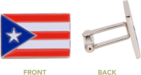 Desert Cactus Puerto Rico Flag Cufflinks Formal Wear Blazer for French Cuff Shirt Rectangle (Cufflinks - Flag)...