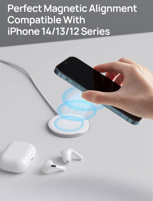 JSAUX Magnetic Wireless Charger Compatible for MagSafe Charger/iPhone 15/15 Pro/15 Plus/15 Pro Max/14/14 Pro/14 Plus/14 Pro Max/13/13 Pro/13 Pro M...