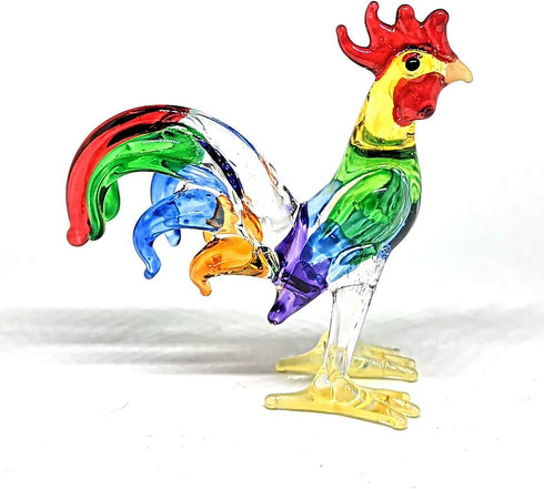 ZOOCRAFT Glass Rooster Chicken Figurine Miniature Country Kitchen Decor Hand Blown Art...