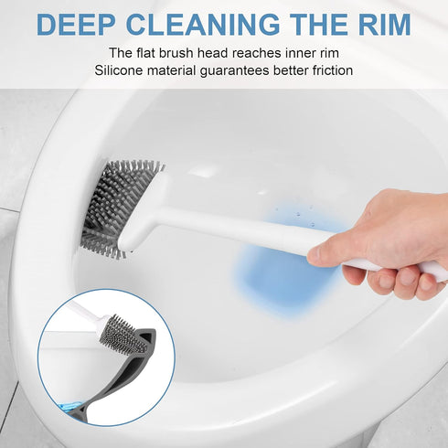 UBeesize Toilet Brush with Flexible Brush Head and Silicone Bristles, Quick Drying Holder Set for Bathroom, Compact Size, white. 15" X 4.5"...