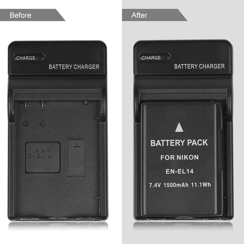 EN-EL14 EN EL14a EN-EL14+Battery Charger MH-24 for Nikon D3100, D3200, D3300, D3400, D3500, D5100, D5200, D5300, D5500, D5600, Df DSLR, Coolpix P7...