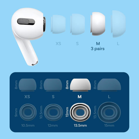 MMOBIEL 3 Pairs Replacement Earbud Tips for AirPods Pro Gen 1 & 2 Anti-Slip Silicone Ear Tips – Earbuds with Noise Reduction Hole, Portable Storag...