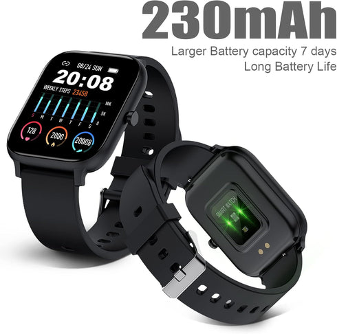 Smart Watch for Men Women Compatible with iPhone Samsung Android Phone 1.69 inch Full Touch Screen IP68 Waterproof Bluetooh Fitness Tracker Heart ...