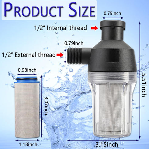 Spin Down Sediment Filter, Reusable Sediment Water Filter, with 250 Mesh Screen, Leak-Proof Gasket and wrench, For water heaters, washing machines...