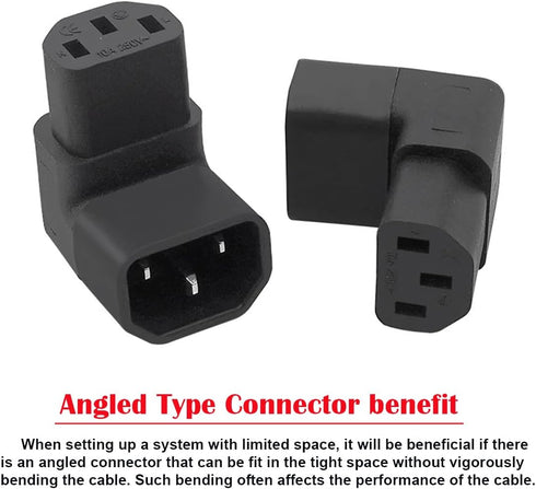 chenyang 2 Pack IEC 320 C14 to C13 Power 90 Degree Right Angled Extension Converter Connector Adapter...
