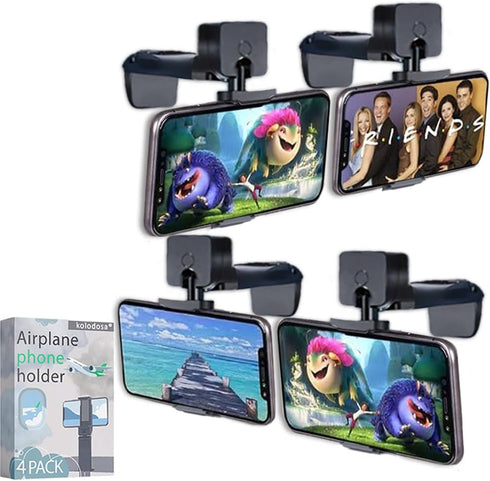 4 Pack Airplane Phone Holder Travel Essentials Accessories Cruise car Mount Cell Stand air Plane Table seat Desk Flight Vacation Size Golf cart Un...