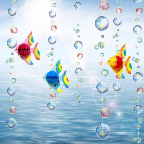 Cheerland Under The Sea Party Decorations Tropical Fish Bubble Garland Mermaid Birthday Supplies Baby Shark Theme Party Ocean Backdrop Sea Creatur...