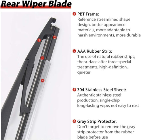 Replacement for Acura MDX 2007-2016, Rear Windshield Wiper Arm Blade Set - OTUAYAUTO Factory OEM Style 76720STXA01...
