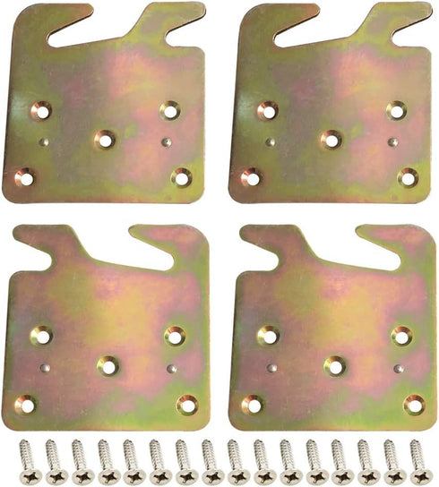 4 PCS Heavy Duty Wood Bed Rail Hook Plates for Headboard and Footboard, Bed Rail Fitting Bracket with Mounting Screws...