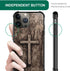 DJSOK Case Compatible with iPhone 15 Pro,Classic Wood Grain Devout Cross Case for iPhone 15 Pro Cases for Man Boys Girls Dual Layer Shockproof Rug...