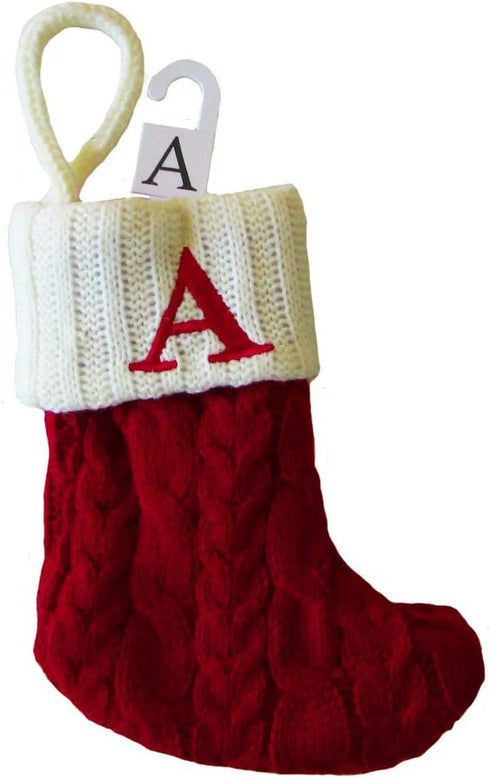 Mini Cable Knit Stocking-Letter A, Mini 7"...