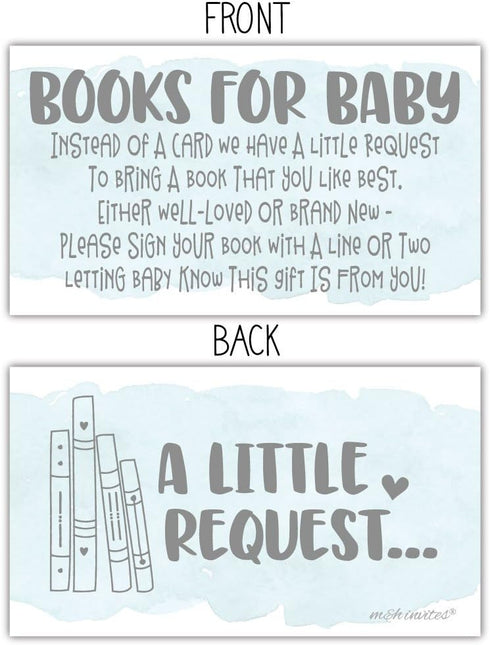 50 Blue Watercolor Books for Baby Shower Request Cards - Invitation Inserts - Boy Baby Shower...