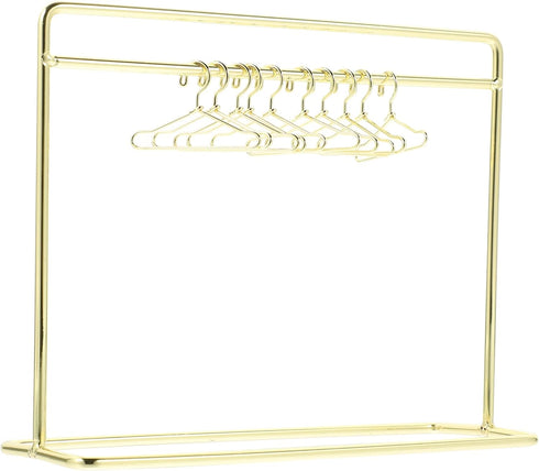STOBOK Miniature Doll Garment Rack Set Mini Doll Dress Clothing Display Rack with 10Pcs Mini Doll Clothes Hangers Doll House Furniture Accessories...