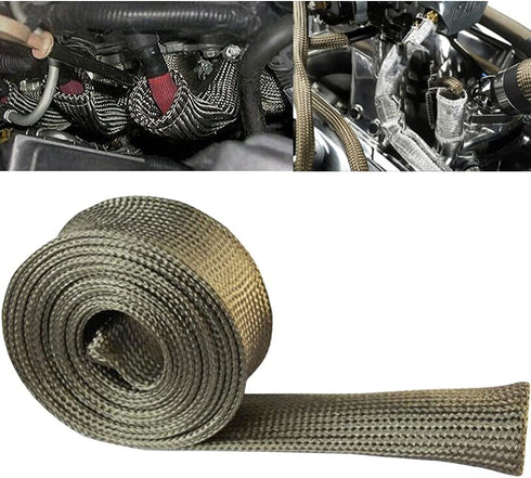 Heat Shield Sleeve Fuel Line Heat Shield Auto Hose Spark Plug Wire Cover Protectors Boots Roll 2500 Degree for Car&Auto Wire Loom Brake Cable (1" ...