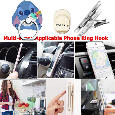 ZOSTLAND 3pcs Blue ET Green Doll Phone Ring Universal 360°Adjustable Phone Case Finger Stand Holder Desk Stent Mount Car Hook Compatible with iPho...