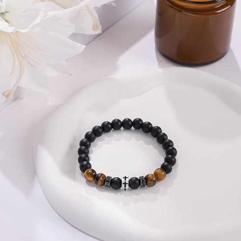 QWNHONEY Cross Bracelet for Men Son Brother Boyfriend Father Dad Husband Father's Day Birthday Christian Religious Faith Graduation Anniversary Ch...