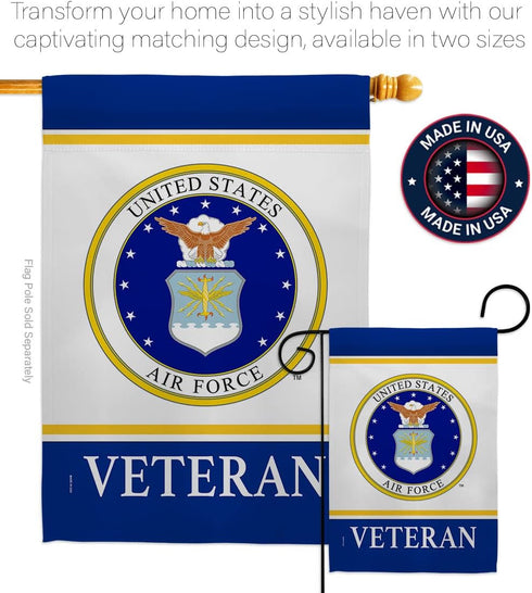 Air Veteran Armed Forces USAF United State American Military Retire Official House Decoration Banner Small Yard Gift Double-Sided, Garden Flag 13"...