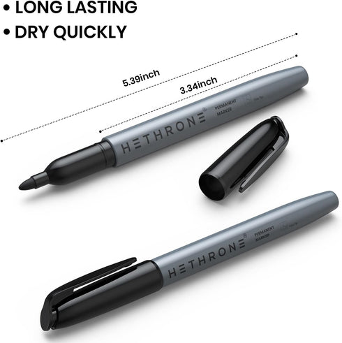Hethrone Permanent Markers, 28 Count Permanent Markers for Writing Doodling and Marking?Black?...