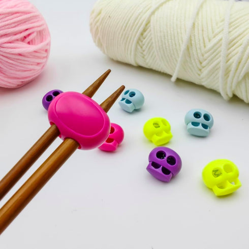 MAGNEECH 8 Pcs Colorful Knitting Needle Stoppers, Double Hole Needle Point Protectors, Knitting Stitch Stoppers, Needle Caps and Huggers - Essenti...