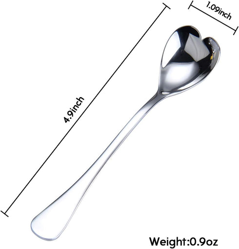 Mini Coffee Spoons, Demitasse Spoons, heart shaped spoons, 4.9-inch18/10 Stainless Steel Spoons Set Espresso Spoons, set of 6...