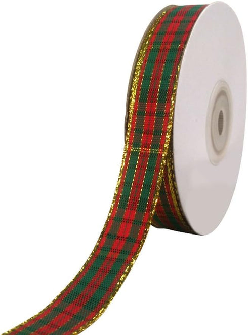 Christmas Ribbon Red and Green Plaid 5/8" x 50 yd...