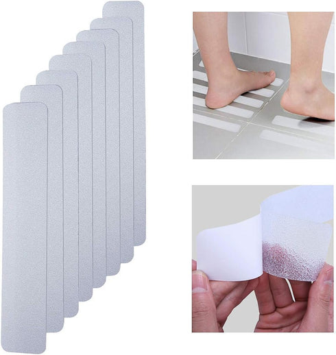 Anti Slip Tape Bath Safety Strips, 8pcs Clear Self-Adhesive Non Slip Stickers Non Skid Tread for BathTubs & Shower, 2 inch x 12 inch Rounded Corne...