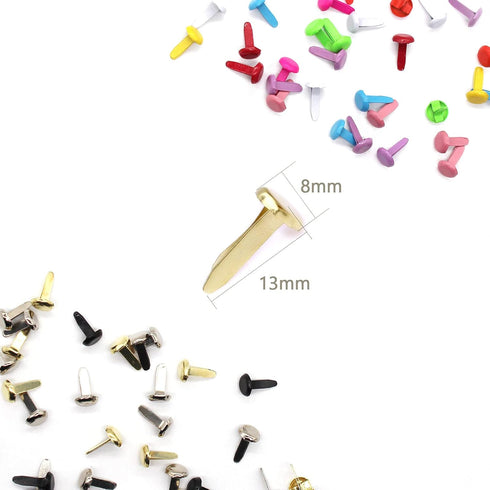 Benvo 300Pcs Mini Brads 8x13mm Small Round Split Pins Brass Metal Paper Fasteners Pastel Brads 12 Colors Random Mixed for Scrapbooking Art DIY Cra...