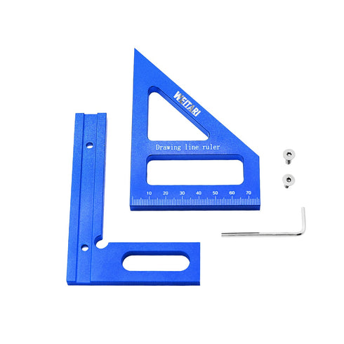 45/90 Degree Triangle Ruler Scriber, Woodworking Square Protractor, Aluminum Alloy Miter Triangle Ruler High Precision Layout Measuring Tool, Mult...