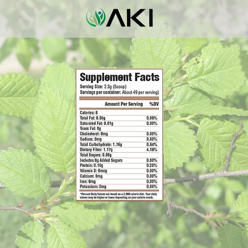 AKI Slippery Elm Bark Powder - Plant-Based Protein, Soothing Remedy for Digestive Wellness & Throat Comfort - Vegan-Friendly, Gluten-Free, Non-GMO...