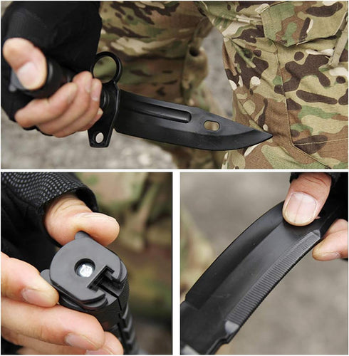 Tactical Rubber Knife,Military Training ABS Plastic Dagger M9 M16 Fixed Blade Knives Scabbard Model Kit for Airsoft GunToy Martial Arts Pretend Pl...