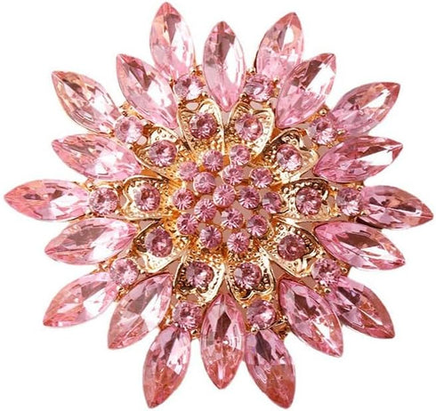 Rhinestone Crystal Sunflower Brooch Pin Elegant Wreath Brooch Clothing Hat Bag Skirt Accessories for Women Girls...