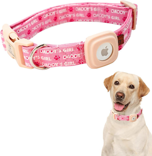 Lionheart glory Airtag Dog Collar Valentine's Day Collar for Large Dogs, Pink Dog Collars with Airtag Hloder Spring Dog Collar Heavy-Duty Pet Coll...