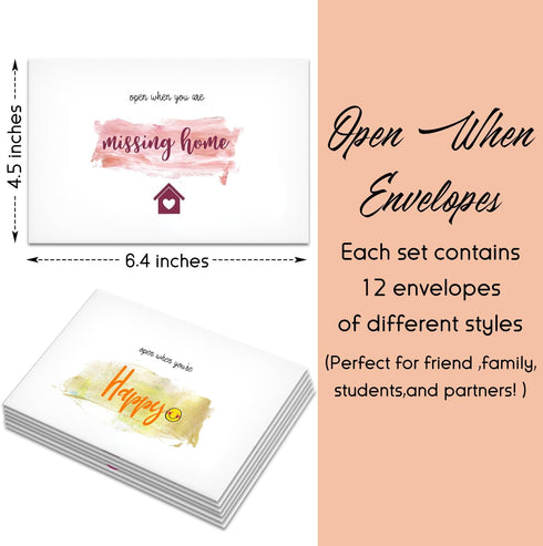 Colorful Open When Envelopes for University College Student, Leaving Home Daughter Son Gifts, Boyfriend or Girlfriend College Care Package, Long D...