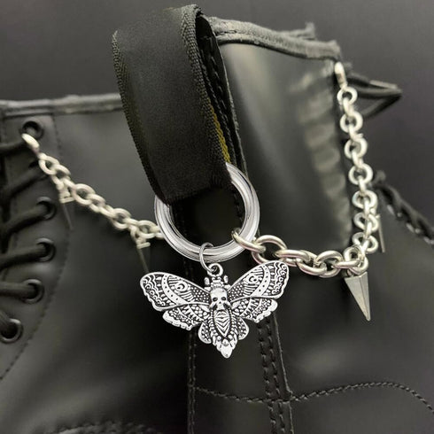 16 Pcs 8 Styles Alloy Butterfly Shoe Charms, Antique Silver Electrophoresis Black Moth Shoe Decoration Moon Skull Shoe Charm with Spring Ring for ...