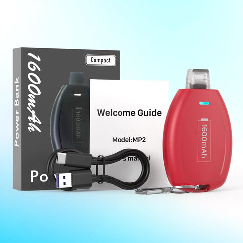 USB C Keychain Portable Charger Power Bank Compatible with iPhone 15/15 Plus/15 Pro/15 Pro Max, 1600mAh Mini Type-C Power Emergency Pod Ultra-Comp...