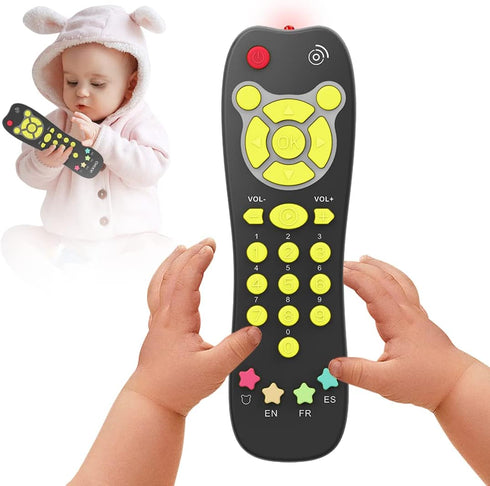 Baby TV Remote Toy, Toddlers Remote Control Toy Kids Realistic Play Remote Early Educational Baby Musical Toys with Light and Sound English French...