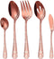 EUIRIO Stainless Steel Copper Serving Utensils Large Serving Spoon Set Serving Fork Slotted Spoon Buffer Knife and Sugar Spoon Kitchen Party Suppl...