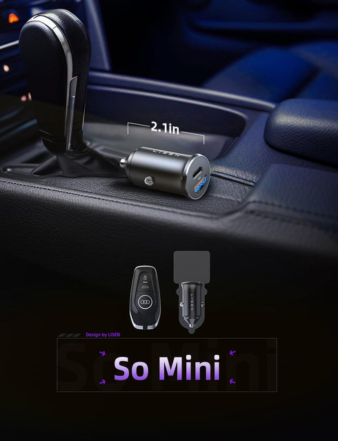 LISEN 95W USB C Car Charger Fast Charging PD65W Super Fast Charging Car Phone Charger Adapter Type C All Metal Cigarette Lighter USB Charger Adapt...