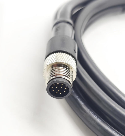 M12 12 Pin Male Connector Cable, A Code Straight Molding Cable Male Aviation Sensor Electrical PVC Cable Industrial Molded Cable AWG26?2Meter?...